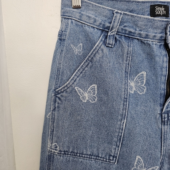 Simple Society Jeans Womens 9/29 Boho Festival Baggy Butterfly Wide Leg Skater - Picture 3 of 9